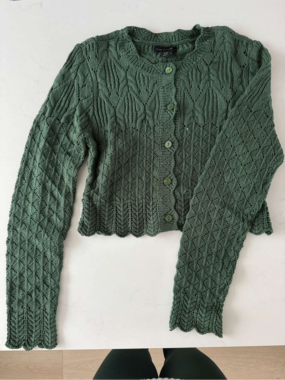 House of Harlow 1960 Olive Green Knit Button Cardigan